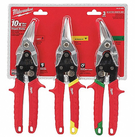 JUEGO DE 3 TIJERAS DE AVIACION MILWAUKEE 48224533 DE 10 IN  image number null