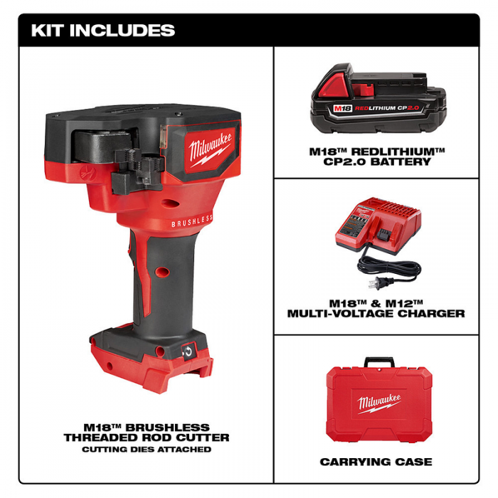 KIT DE CORTADOR MILWAUKEE 287221 DE VARILLAS ROSCADAS SIN ESCOBILLAS M18  image number null