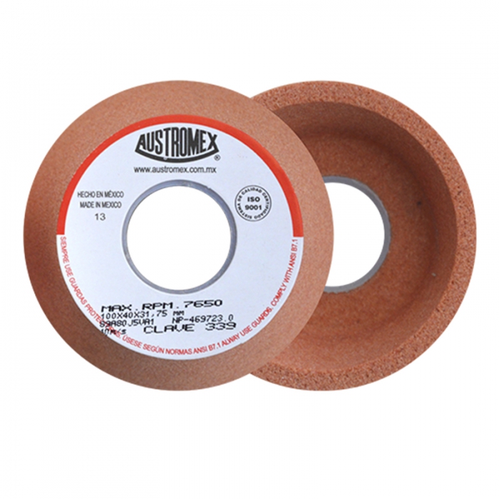 RUEDA ABRASIVA AUSTROMEX 339 DE OXIDO DE ALUMINIO VITRIFICADA DE 4 X 112 X 114 IN PESMERILADO DE ACERO  image number null