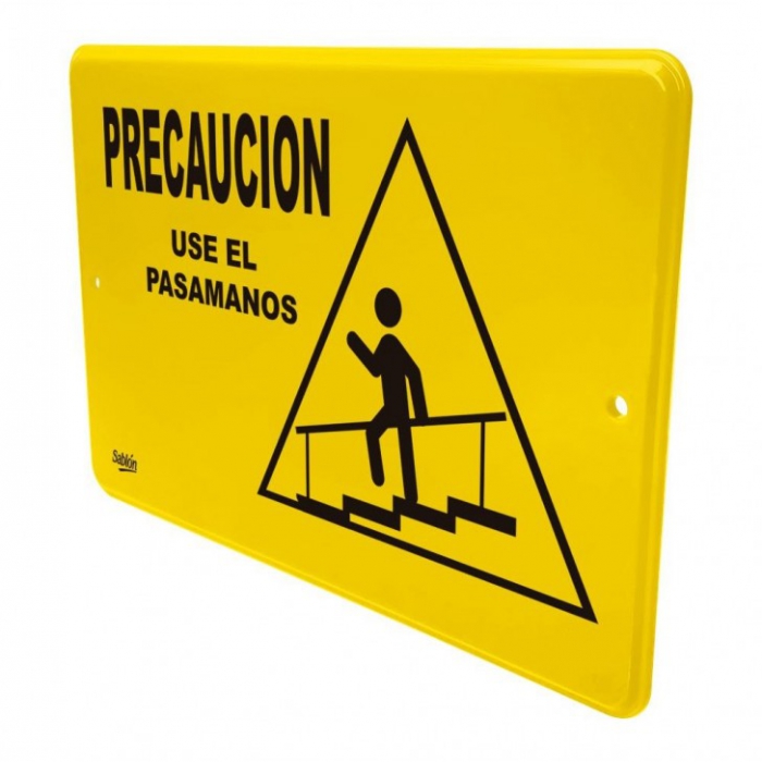 SENAL SABLON 7924 USE PASAMANOS 22.8X15.2 BLANCO IMPRESO AMARILLO  NEGRO  image number null