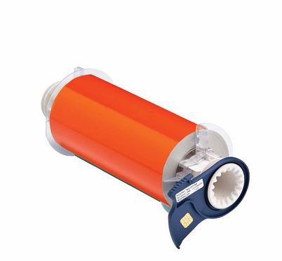 ETIQUETA BRADY PIMPRESORA BBP85 DE PLASTICO NARANJA CADHESIVO DE ACRILICO 7 IN X 33 FT  image number null