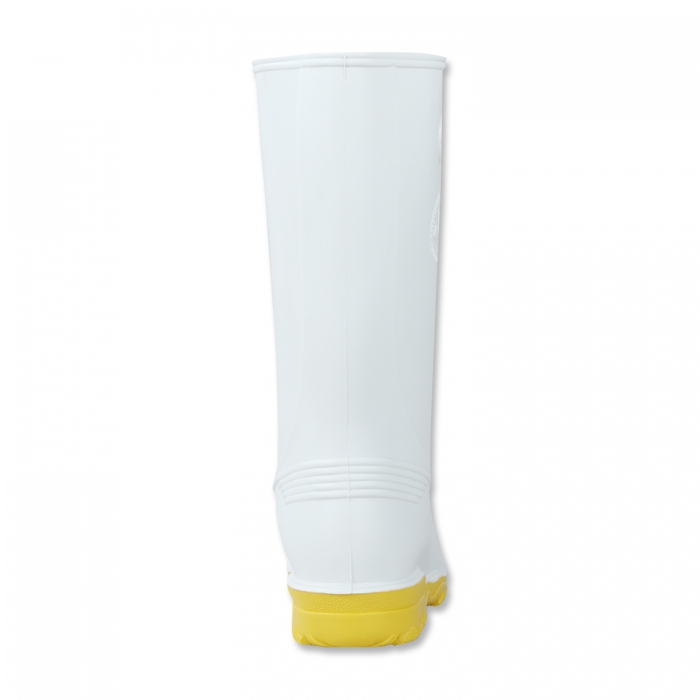 BOTA CHIBOL PDAMA DE PVC BLANCA SUELA AMARILLA T4  image number null