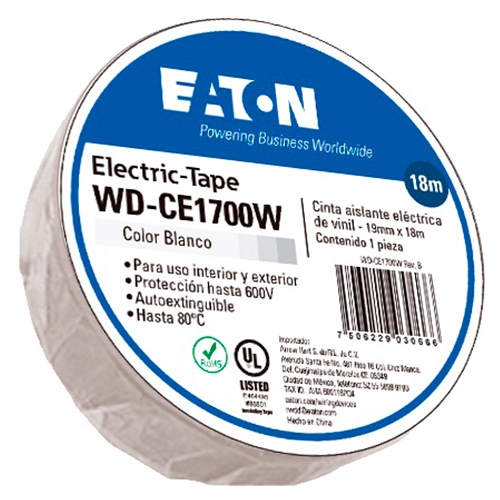 CINTA AISLANTE ARROW HART WD-CE1700W DE PVC BLANCO 600 V DE 3/4 IN X 18 M  image number null