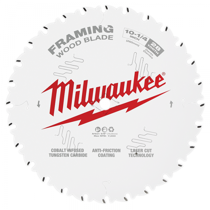 HOJAS DE CORTE MILWAUKEE 48401038 DE MADERA PARA SIERRA CIRCULAR 28T 1014IN  image number null