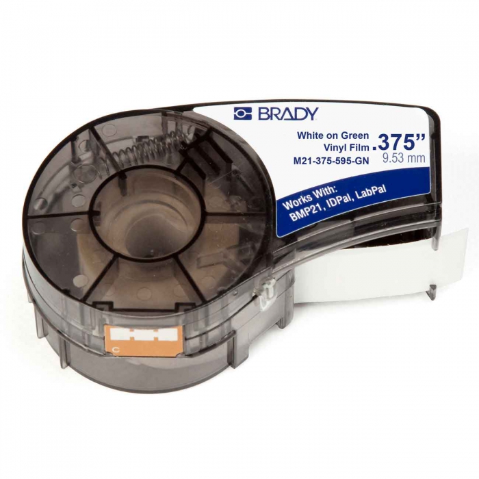 CINTA BRADY DE VINIL BLANCO SOBRE VERDE DE 0.375 IN X 21 FT PIMPRESORA BMP21PLUS  image number null