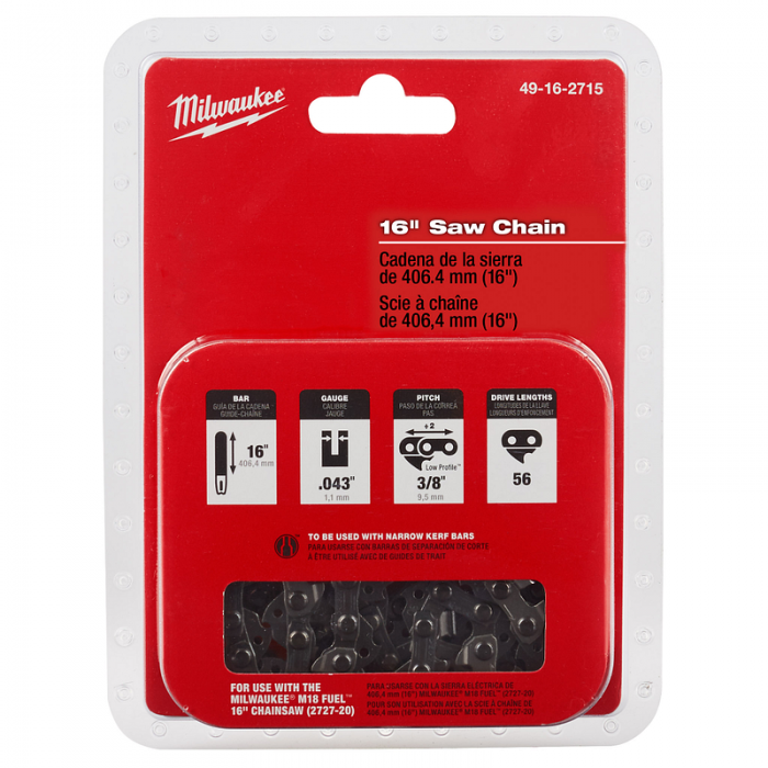 CADENA MILWAUKEE 49162715 DE REPUESTO PARA MOTOSIERRA DE 16IN  image number null