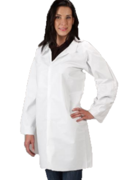 BATA DE LABORATORIO LAKELAND MICROMAX BLANCO DE MANGA LARGA SIN BOLSILLOS CBROCHES DE PRESIÓN TM  image number null