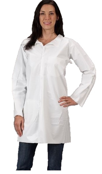 BATA LAKELAND MICROMAX BLANCO MANGA LARGA COSTURA COSIDA CBROCHES DE PRESION 2 BOLSAS TM  image number null