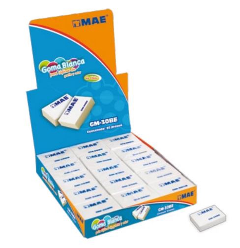 GOMA MAE GM30BE BLANCA PARA BORRAR TIPO ESCOLAR CAJA CON 30 PZAS  image number null