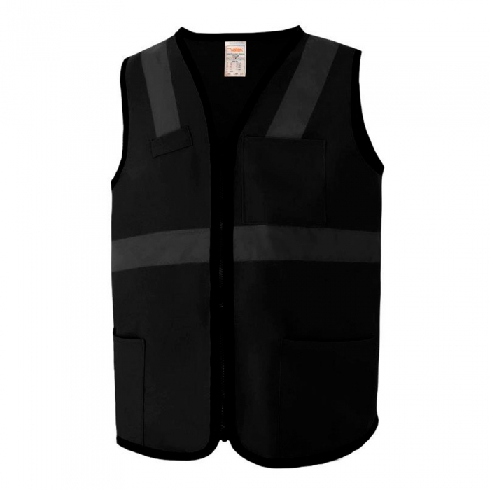 CHALECO VALLEN TIPO BRIGADISTA NEGRO C/CINTA REFLEJANTE C/ 3 BOLSAS AL FRENTE T-M  image number null