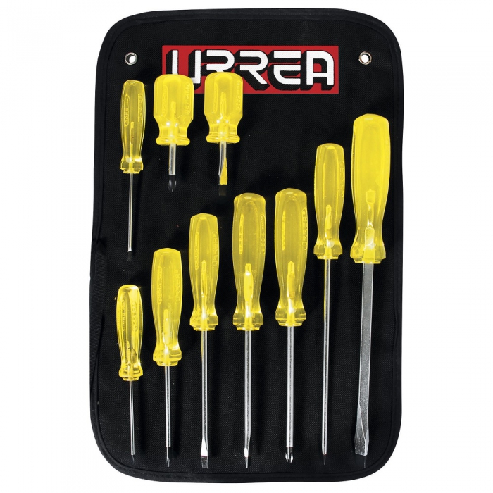 JUEGO URREA JBUD02 DE 10 DESTORNILLADORES ÁMBAR COMBINADO  image number null