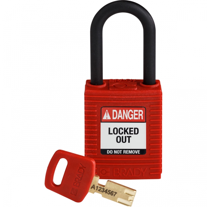 CANDADO BRADY DE BLOQUEO DE NYLON SAFEKEY ARCO DE PLASTICO 1.8 IN H X 1.5 IN W X 0.75 IN D  image number null