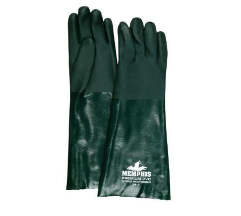 GUANTE MEMPHIS PREMIUM DOBLE DIP PVC VERDE JERSEY FORRADO NITRILO REFORZADO DE 18 IN LONGITUD  image number null