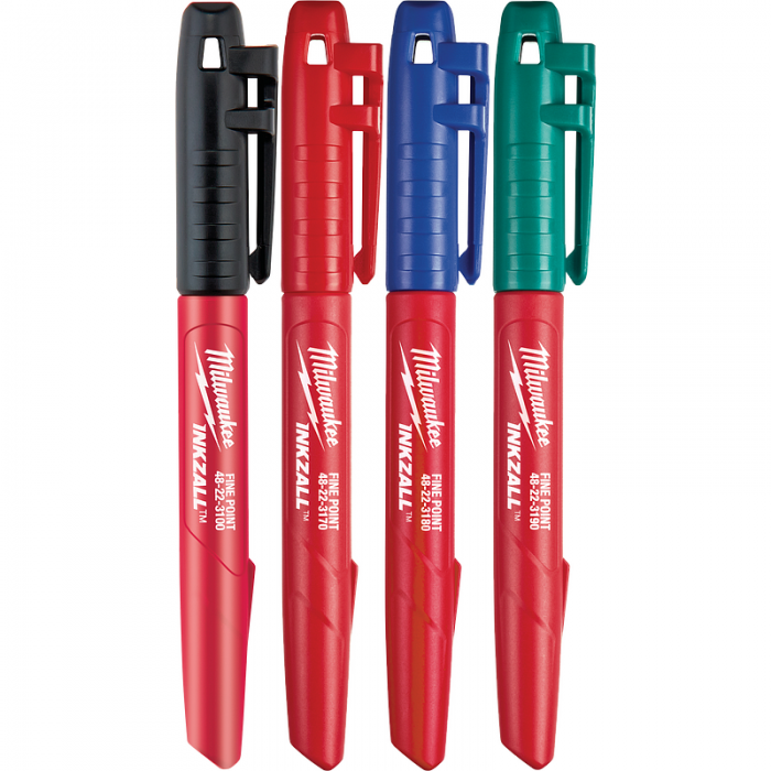MARCADORES MILWAUKEE 48223106 DE COLORES ROJONEGROAZULVERDE INKZALL 4 PIEZAS  image number null