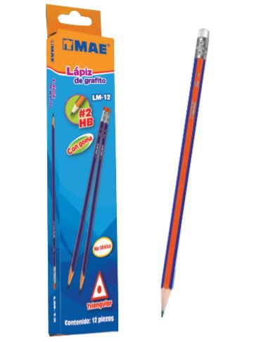LAPIZ MAE LM12 DE GRAFITO TRIANGULAR CAJA CON 12 PIEZAS  image number null