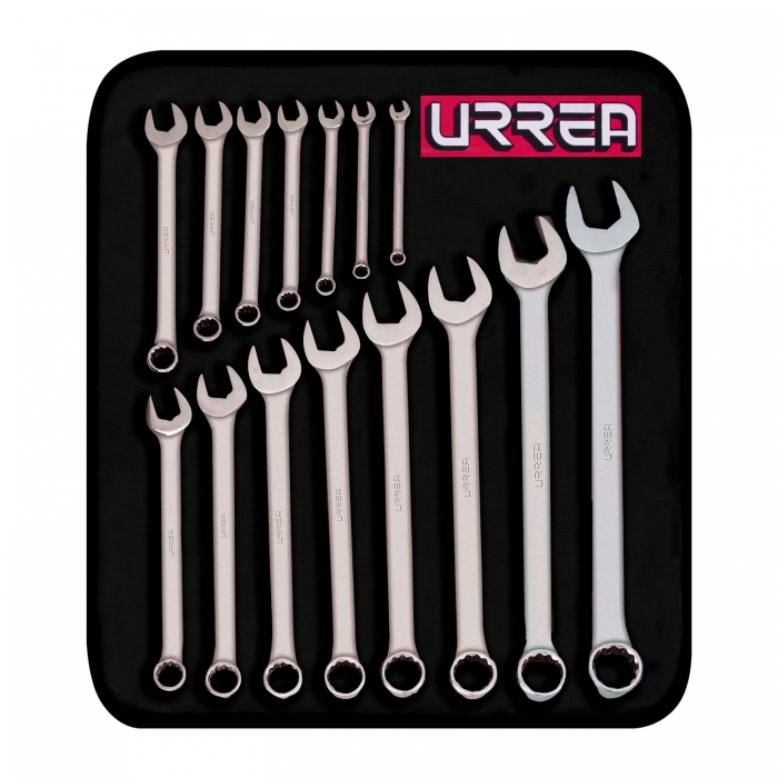 JUEGO URREA 1200FMA DE 15 LLAVES COMBINADAS SATINADAS M&Eacute;TRICAS  image number null