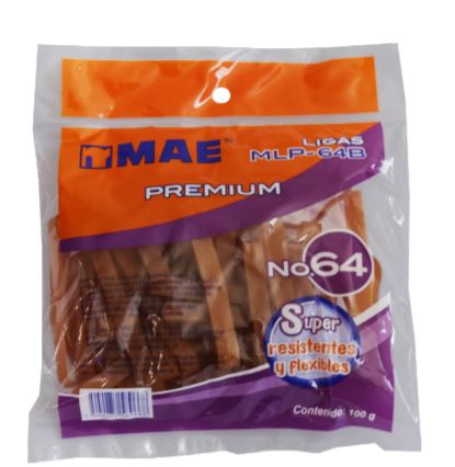 LIGAS MAE MLP64B DE HULE PREMIUM DEL NUMERO 64 BOLSA CON 100 GR  image number null