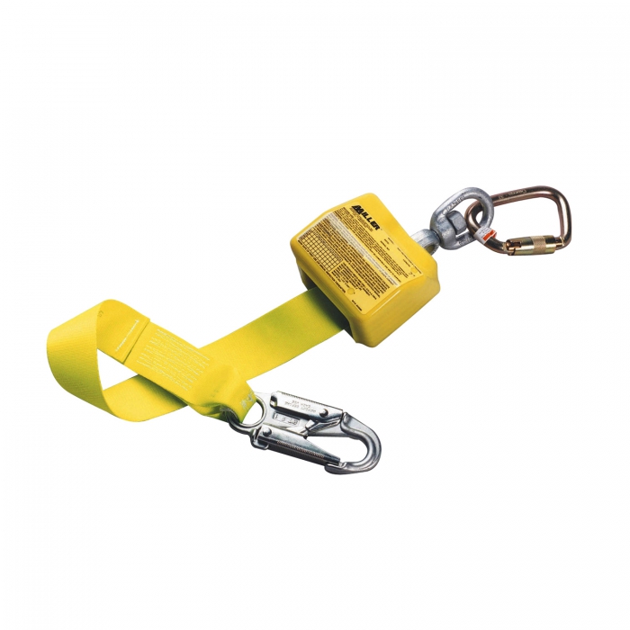 CABLE RETRACTIL MILLER MINILITE BANDA NYLON 10 FT AMARILLO CMOSQUETON Y ESLABON GIRATORIO  image number null