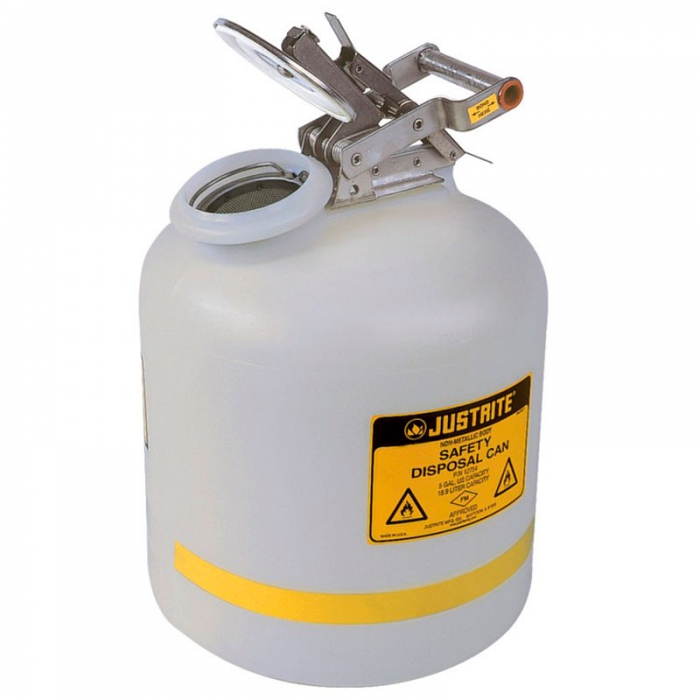 BIDON DE SEGURIDAD JUSTRITE DE POLIETILENO BLANCO P/LIQUIDOS INFLAMABLES Y CORROSIVOS CAP 5 GAL  image number null