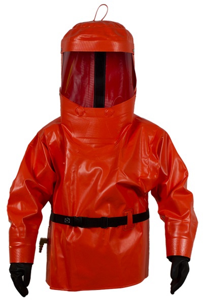 ESCAFANDRA STANDAR SAFETY TIPO CHAMARRA DE CPEPOLIESTER NARANJA CCAPUCHA SELLADA Y GUANTES DE NEOPRENO TL  image number null