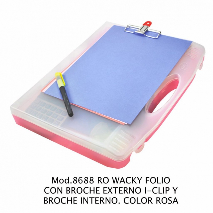 PORTAFOLIO SABLON 8688RO BROCHE ICLIPBROCHE INTERN TRANSPARENTE  ROSA TRASL&Uacute;CIDO  image number null
