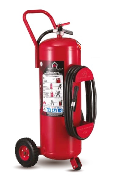 EXTINTOR MOVIL EXTINFLAM PQS TIPO ABC FOSFATO MONOAMONICO DE ACERO ROJO CAP 50 KG  image number null