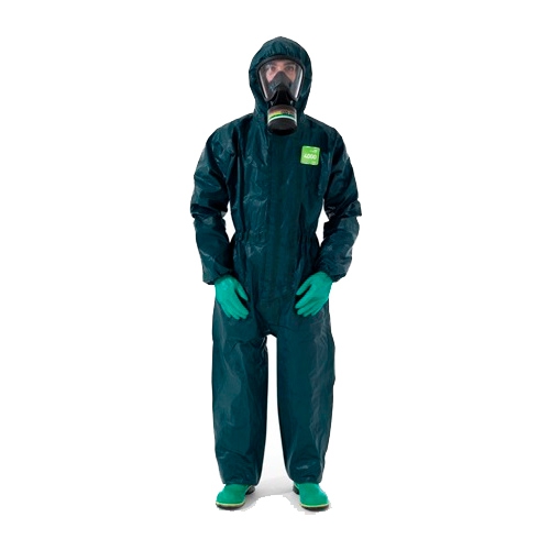 OVEROL ANSELL MICROCHEM 4000 VERDE COSTURA RIBETEADA Y SELLADA CCAPUCHA CIERRE DE DOBLE CREMALLERA TL  image number null