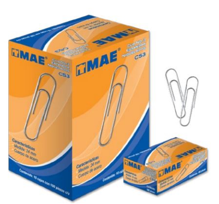 CLIP MAE CS3 ESTANDAR NO. 3 PAQUETE CON 10 CAJAS DE 100 PZAS CU  image number null