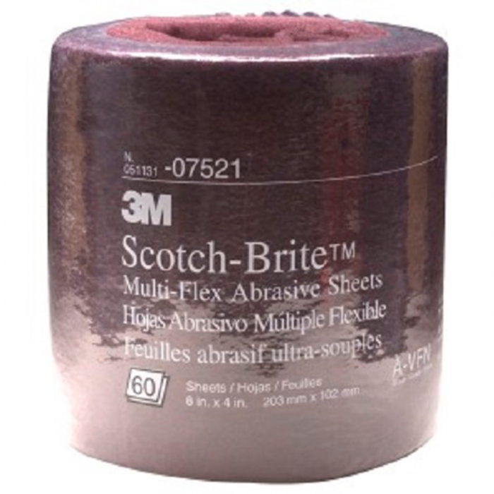 ROLLO DE TIRAS ABRASIVAS 3M SCOTCH BRITE DE FIBRA MULTIFLEXIBLE DE GRANO MUY FINO DE 8 IN X 20 FT  image number null