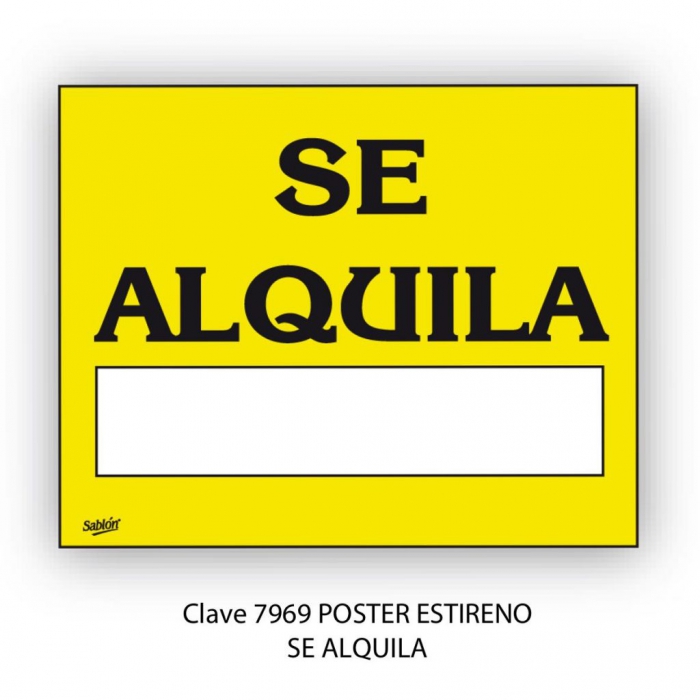 POSTER SABLON 7969 LAMINA 40X34 SE ALQUILA BLANCO IMPRESO AMARILLO  NEGRO  image number null