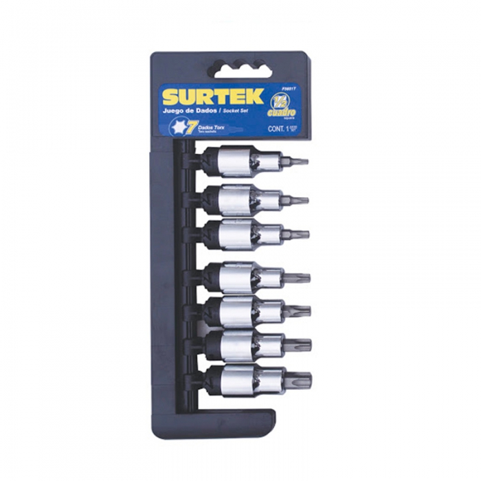 JUEGO DE DADOS SURTEK F5801T PUNTA TORX 12 IN CAJA 7 PIEZAS  image number null