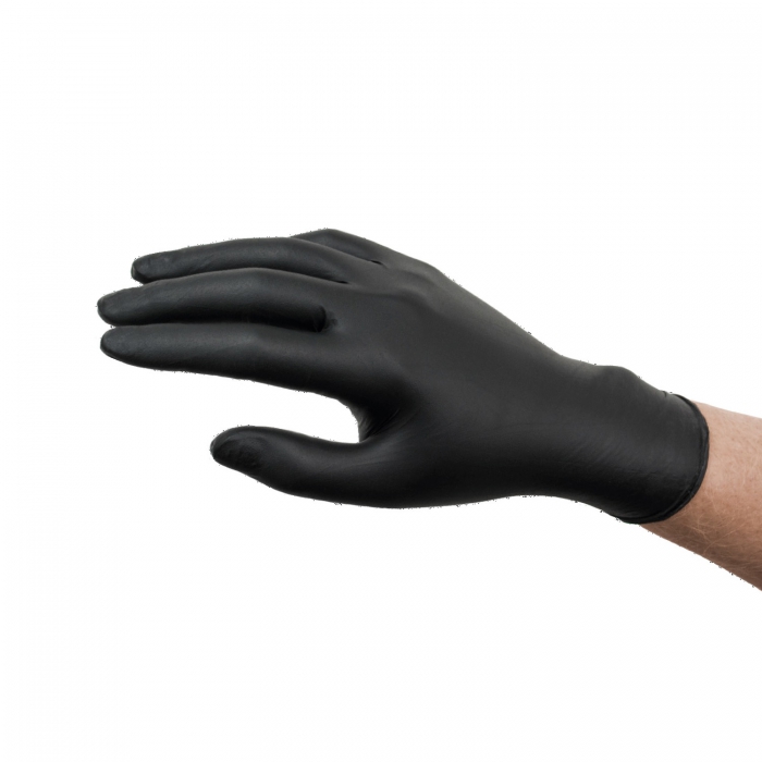 GUANTE ANSELL MICROFLEX NEGRO AMBIDIESTRO SIN POLVO TEXTURIZADO 4.7 MIL 9.6 PULG.  DE LARGO (100 PIEZASDISP) TM  image number null