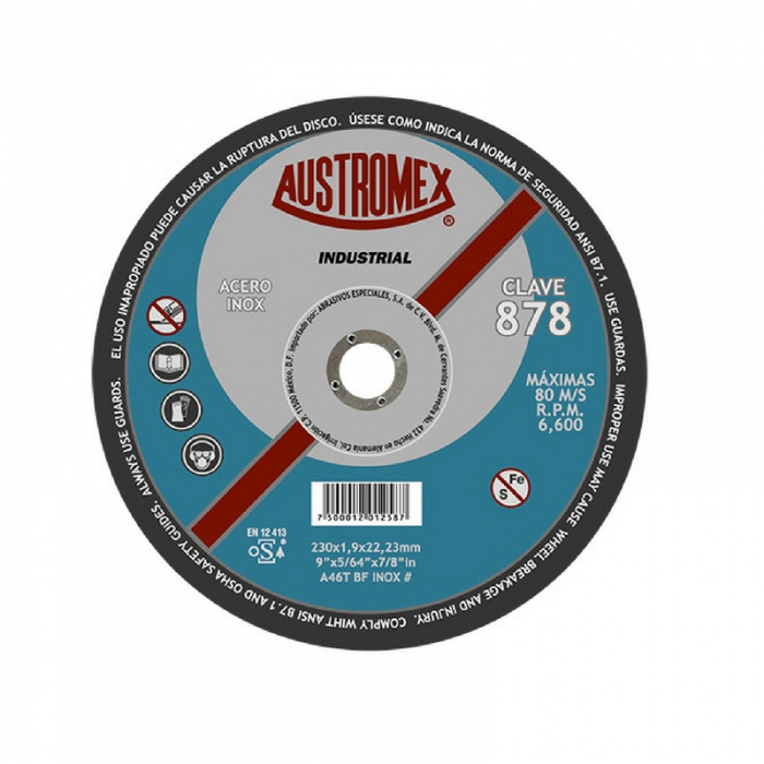 Disco Austromex 878 para Corte de Metal 230x1.9x22.2mm A46t Bf Inox #  image number null